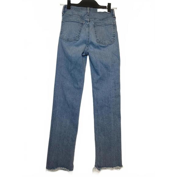 Jonathan Simkhai River Straight Leg Jeans Light Wash Frayed Hem Size 24 - Picture 2 of 6